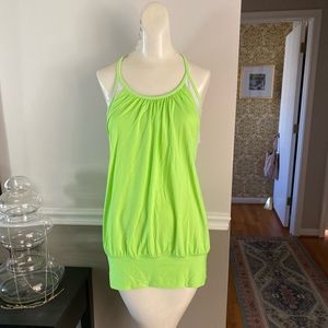 Lululemon Zippy Green White Racerback No Limits Tank Top Neon Size 6.